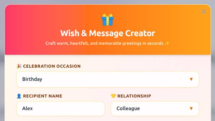select message occasion, enter name, enter relation